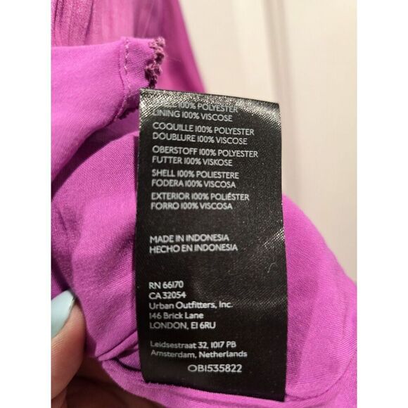 Anthropologie Deep V Neck Vibrant Purple‎ Mini Dress Size 12 Flowy, Lined EUC - Picture 11 of 13